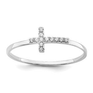 Sterling Silver CZ Side Cross Ring